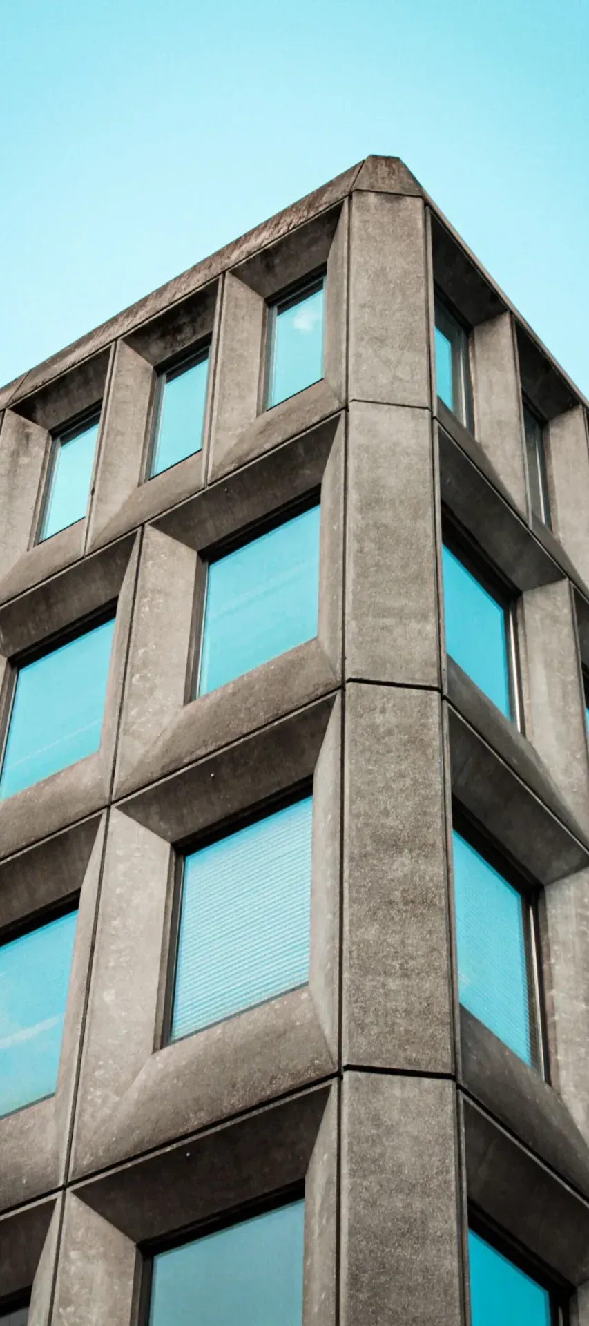 Concrete and glass facade of a modern office building